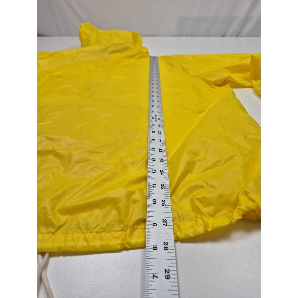 VTG Izod Lacoste Jacket Mens XL Yellow Hooded Anorak 1/4 Zip Windbreaker FLAW